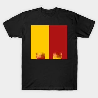 Talabecland Heraldry Colours - Halved with Flame Edging - Red and Yellow T-Shirt